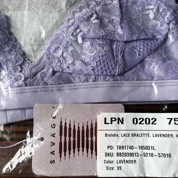 Savage X Fenty Purple Lavender Floral Lace & Mesh Bralette - Picture 12 of 15